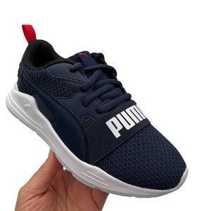 Puma Youth Boys Sneakers Size 2.5 Navy Blue Lace Up Lightweight Comfortable
